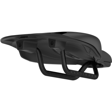 SQlab 613 ERGOWAVE R ltd. Team Carbon triathlon saddle 12cm in black, underside view with carbon rails