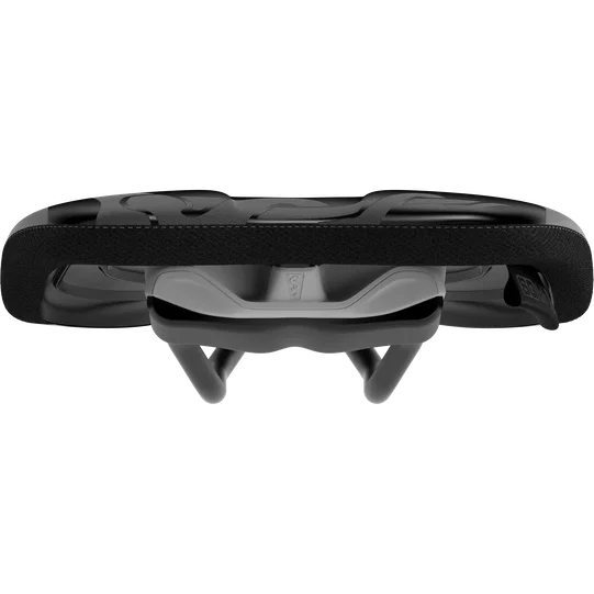 SQlab 611 ERGOWAVE® active 2.1 ltd. Team MTB saddle in black, front view showing rail construction