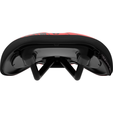SQlab 6½ ERGOWAVE Racing kids saddle in black and red rear view with rails