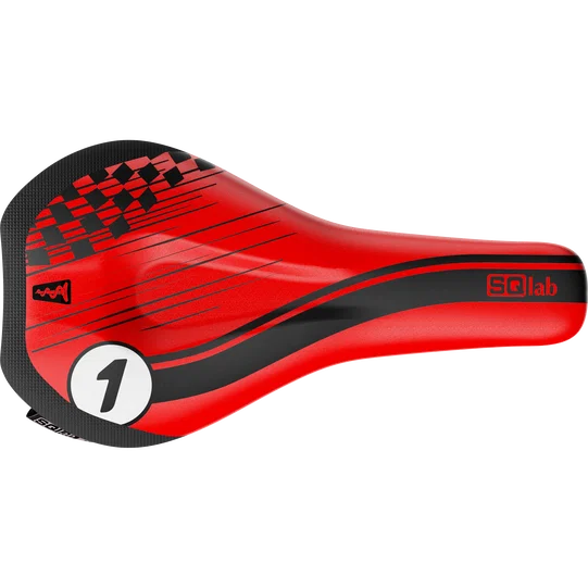 SQlab 6½ ERGOWAVE Racing kids bike saddle in red and black racing design