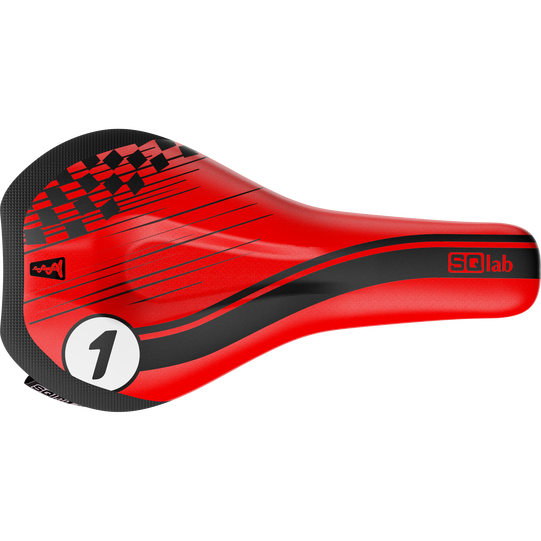 SQlab 6½ ERGOWAVE Racing kids bike saddle in red and black racing design