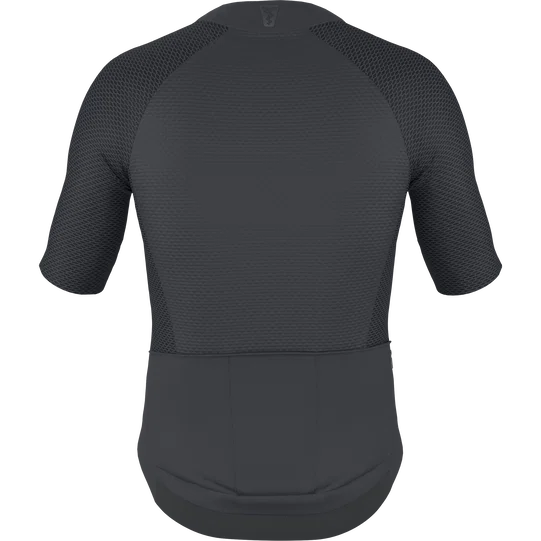 SQlab Jersey ONE12 cycling jersey back view in dark charcoal for road and gravel cycling