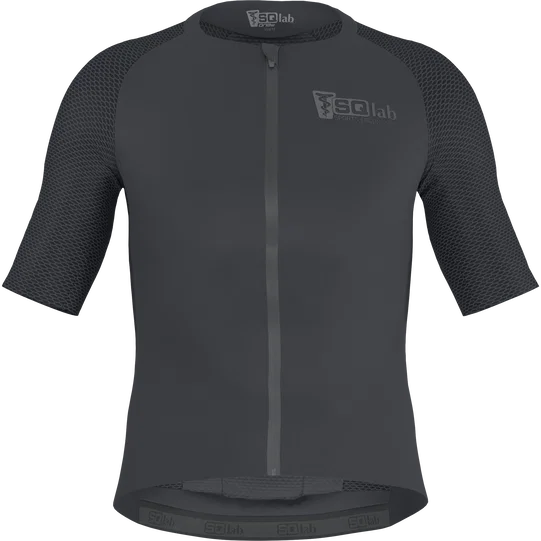 SQlab Jersey ONE12 cycling jersey in charcoal with mesh raglan sleeves for road cycling