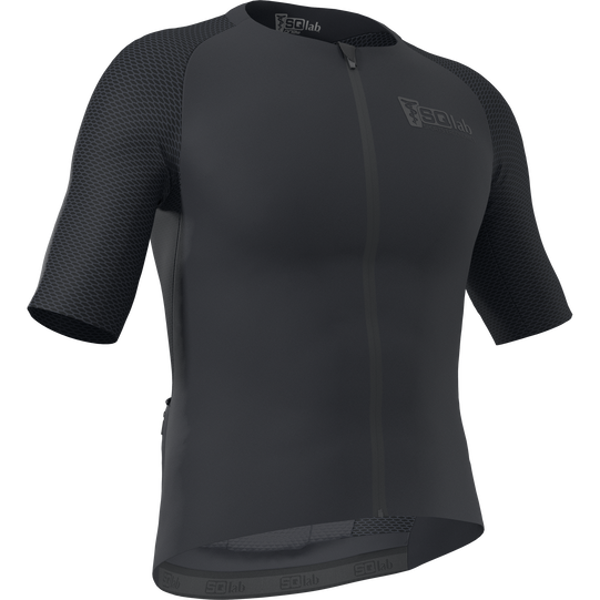SQlab Jersey ONE12 Radtrikot in schwarz mit Mesh-Ärmeln und Halbzip für Rennrad