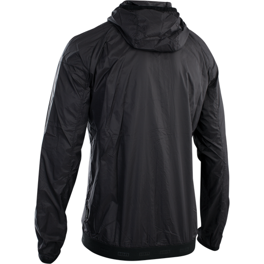 SQlab Logo Wind unisex cycling windbreaker jacket in black with hood, rear view