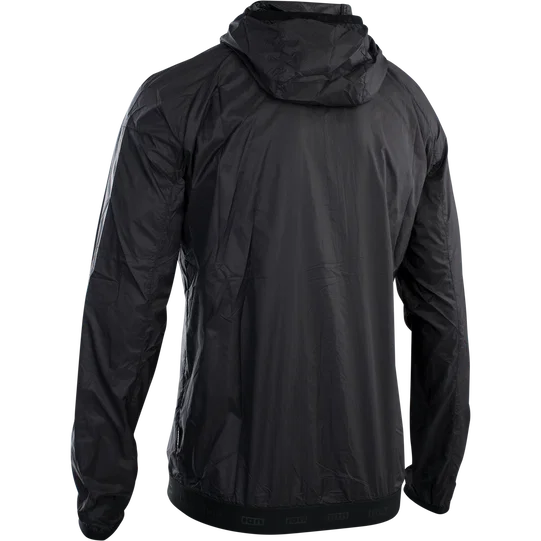SQlab Logo Wind unisex cycling windbreaker jacket in black with hood, rear view