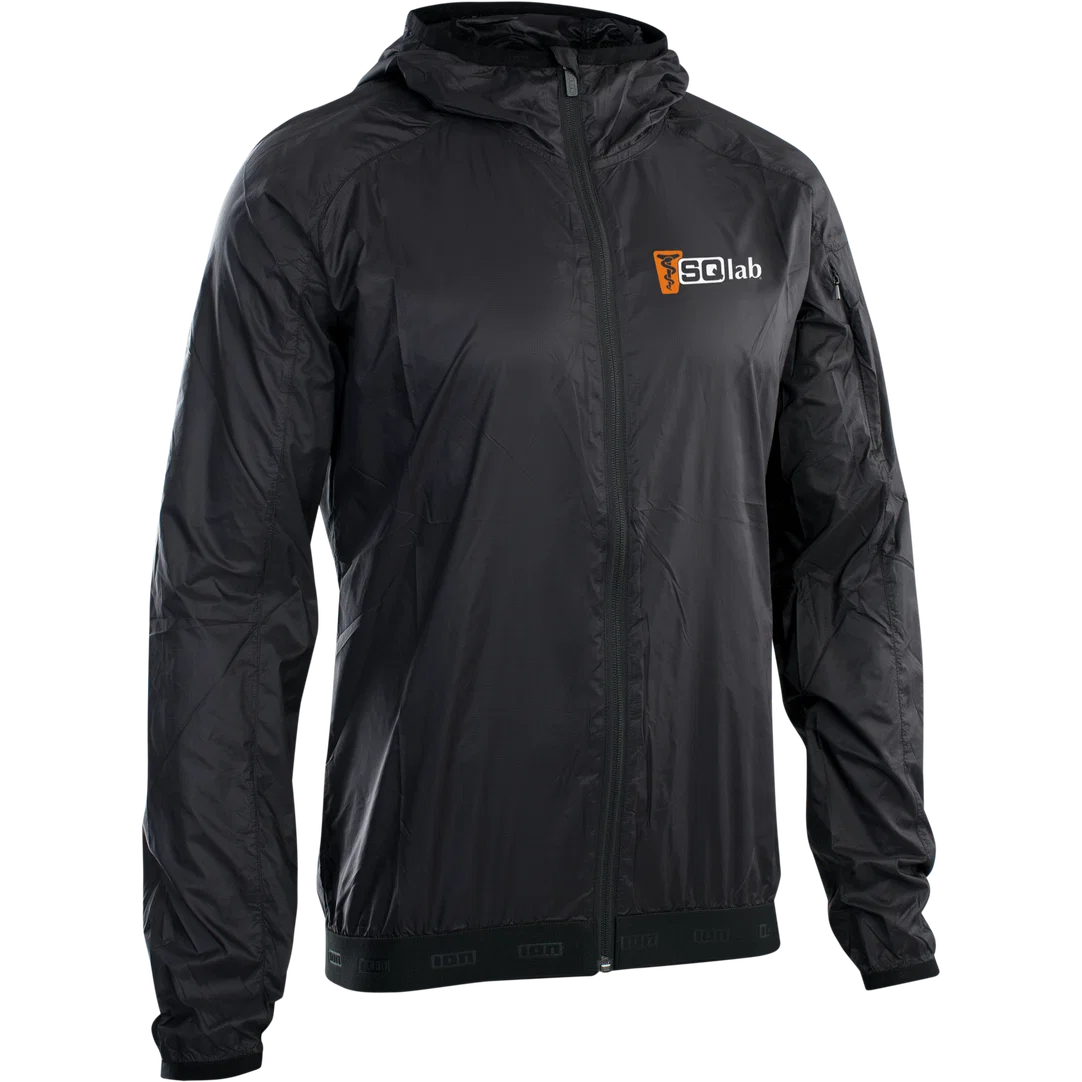 SQlab Logo Wind unisex cycling windbreaker jacket in black with hood for mountain biking and cycling