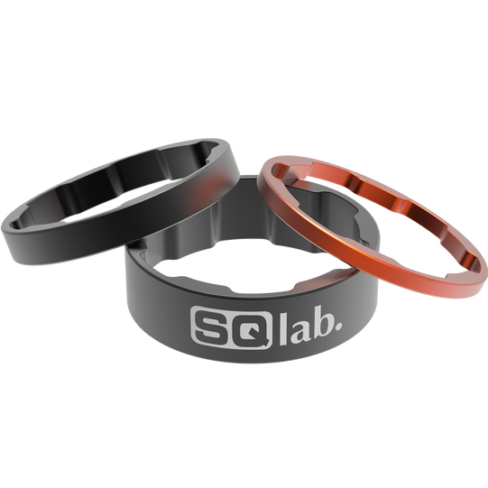 SQlab Spacer Set 1 1/8 Zoll Steuersatz-Spacer in dunkelgrau und orange, 3-teilig