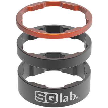 SQlab Spacer Set 1 1/8" Steuersatz-Spacer in dunkelgrau und orange, 3-teilig