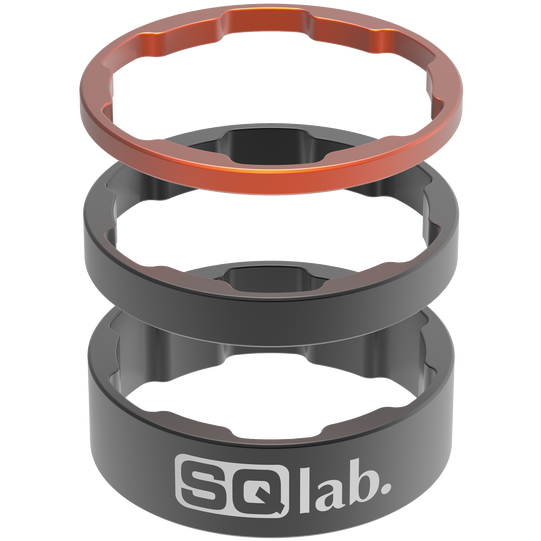 SQlab Spacer Set 1 1/8" Steuersatz-Spacer in dunkelgrau und orange, 3-teilig