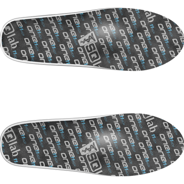 SQlab ONE11 high cycling insoles in dark grey with all-over logo print, pair top view