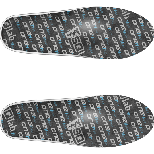 SQlab ONE11 high cycling insoles in dark grey with all-over logo print, pair top view