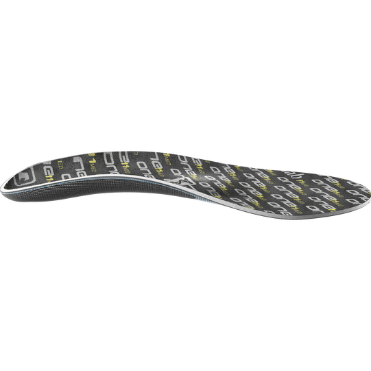 SQlab ONE11 med cycling insole in dark charcoal with arch support, lateral profile view