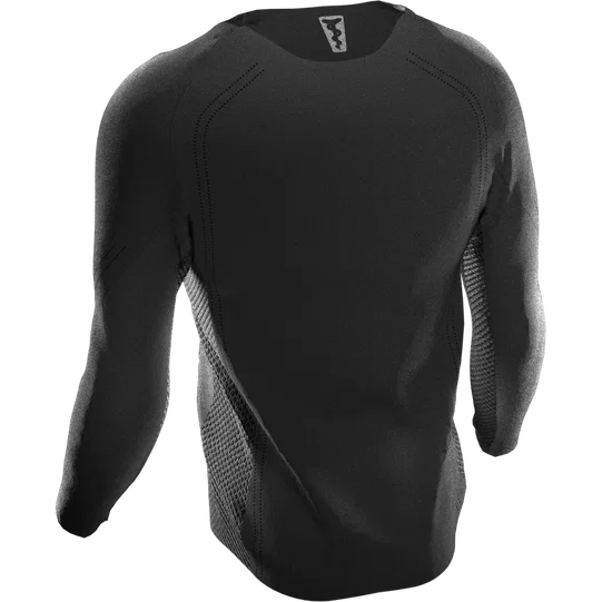 SQlab ONE OX long-sleeve MTB jersey in black back view with mesh ventilation zones for mountain biking