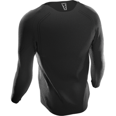 SQlab ONE OX long-sleeve MTB jersey in black back view with mesh ventilation zones for mountain biking