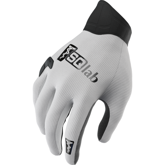SQlab ONE11 full-finger cycling gloves in light grey and black for mountain biking