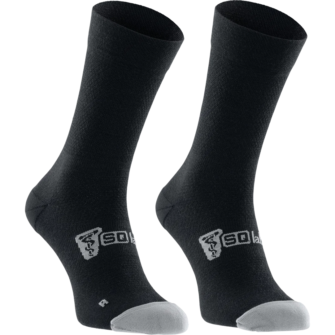 SQlab ONE11 2.0 unisex merino cycling socks in black and light grey for mountain biking