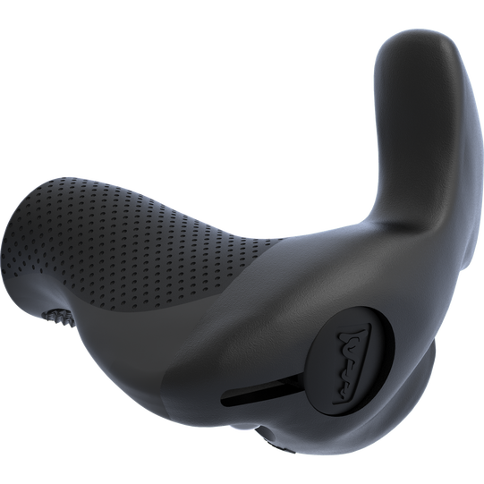 SQlab Stuby Short handlebar grip with bar end in black, three-quarter view