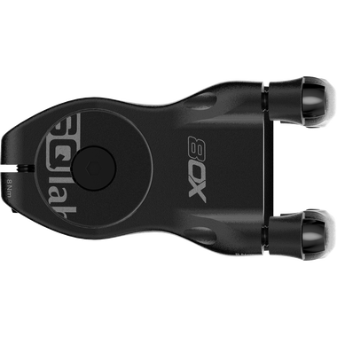 SQlab 8OX MTB stem in matte black, top-down view showing four-bolt faceplate and ergonomic aluminium body