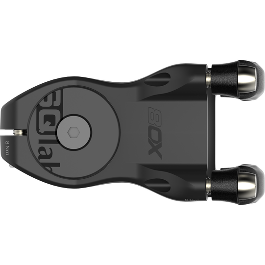 SQlab 8OX ltd MTB stem in matte black, top view, 4-bolt handlebar clamp