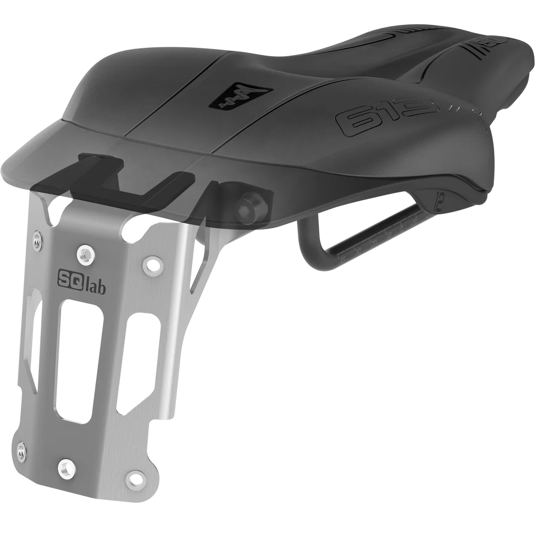 Adaptateur porte-bidon intégré SQlab 613 R ERGOWAVE en noir et argent