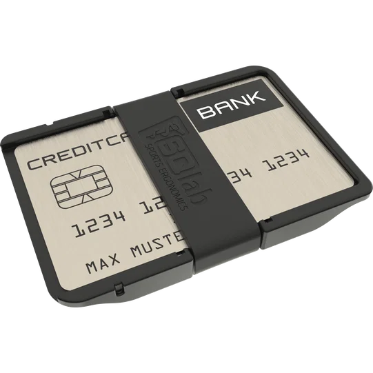 SQlab Nine Key Card multitool in dark charcoal with stainless steel credit card format, back view