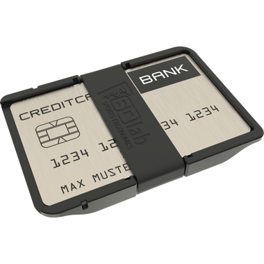 SQlab Nine Key Card multitool in dark charcoal with stainless steel credit card format, back view