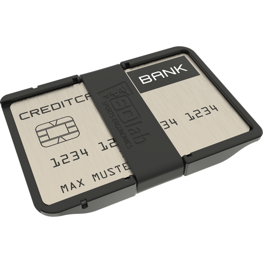 SQlab Nine Key Card multitool in dark charcoal with stainless steel credit card format, back view
