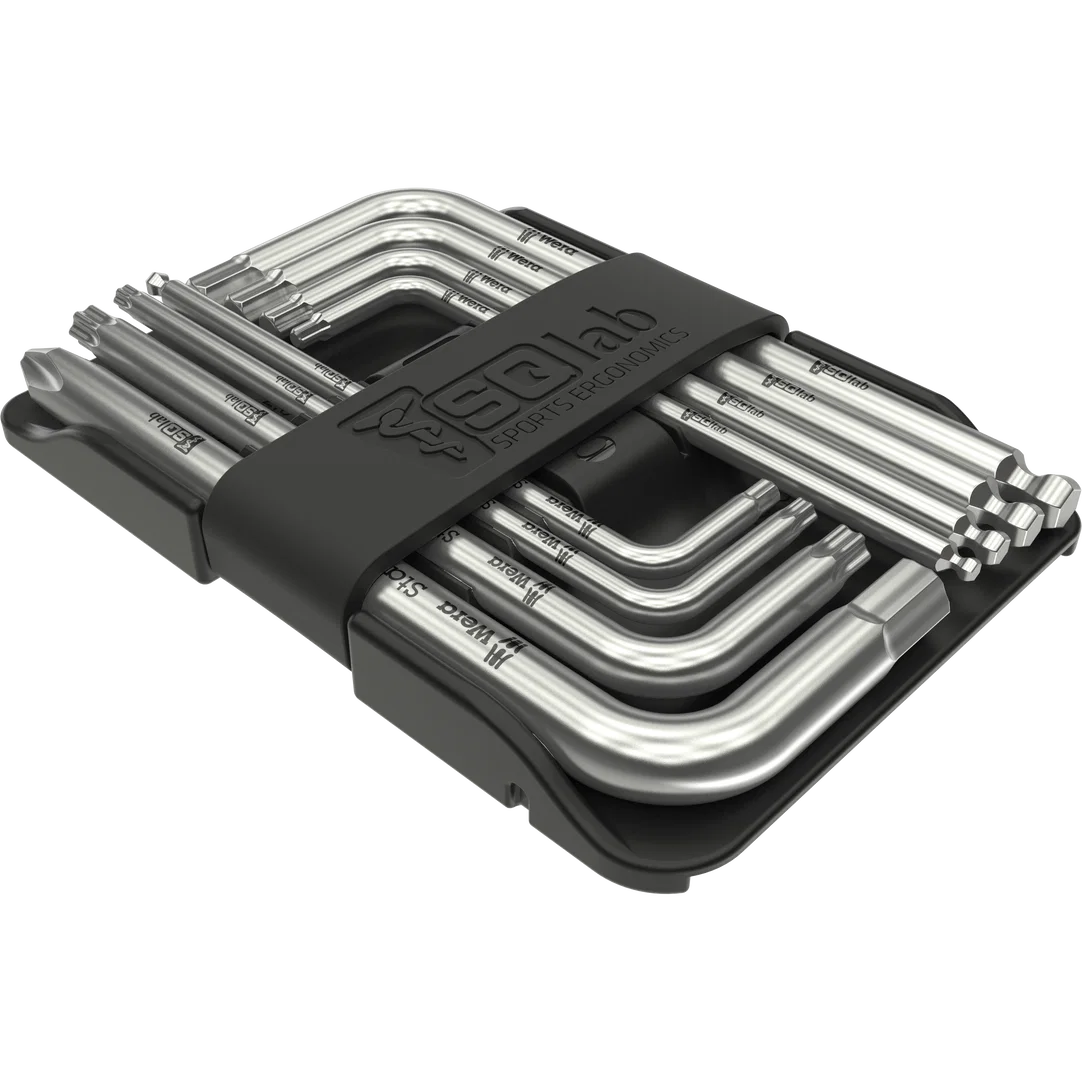 SQlab Nine Key Card multitool 9-piece hex key set in black and silver