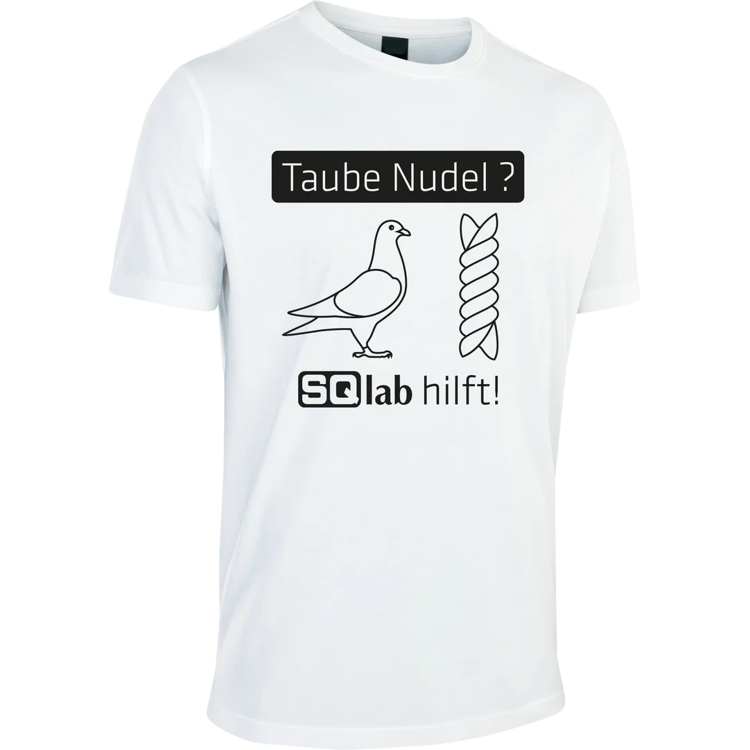 SQlab Taubenudel Logo T-Shirt Herren in weiß mit schwarzem Grafikprint