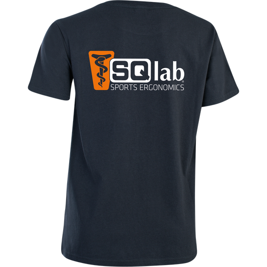 SQlab Tee Logo Testsieger men's short-sleeve t-shirt in dark navy, back view