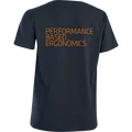 SQlab Tee Performance Based Ergo SS Damen-T-Shirt in dark navy, Rückenansicht mit orangem Aufdruck