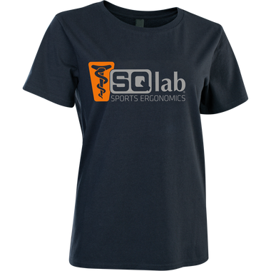 T-shirt SQlab Performance femme manches courtes en bleu marine avec logo SQlab Sports Ergonomics
