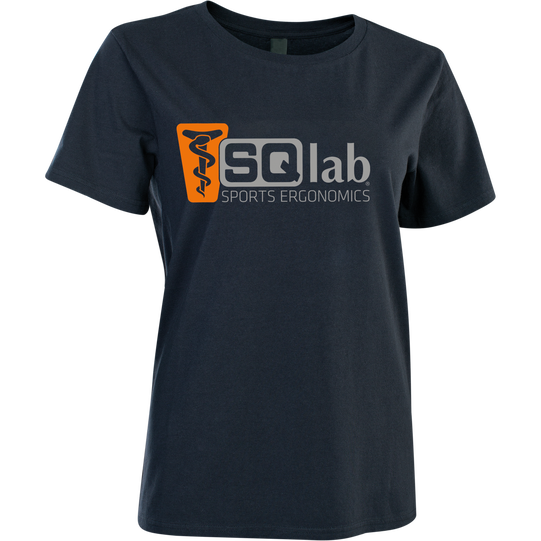 T-shirt SQlab Performance femme manches courtes en bleu marine avec logo SQlab Sports Ergonomics