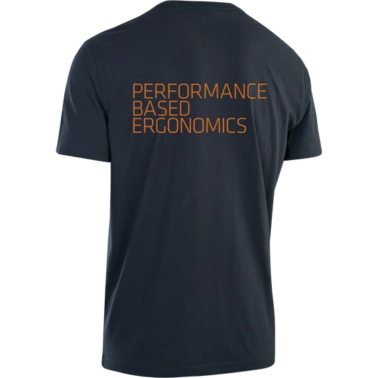 SQlab Tee Performance Based Ergo SS Herren-T-Shirt in dunkelblau mit orangenem Rückenprint