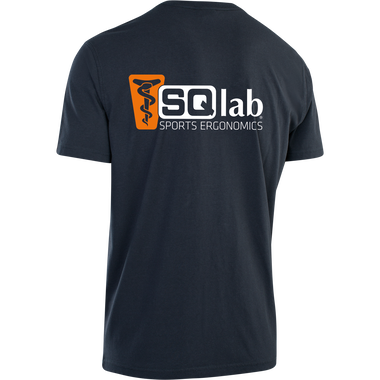 SQlab Testsieger women's T-shirt in dark navy with SQlab Sports Ergonomics logo, back view
