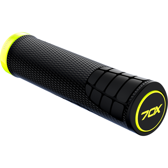 SQlab 7OX MTB enduro handlebar grips in black and neon yellow