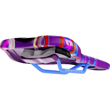 Selle VTT SQlab 6OX ERGOWAVE active 2.1 ltd. Metzger en violet avec imprimé multicolore et rails bleus