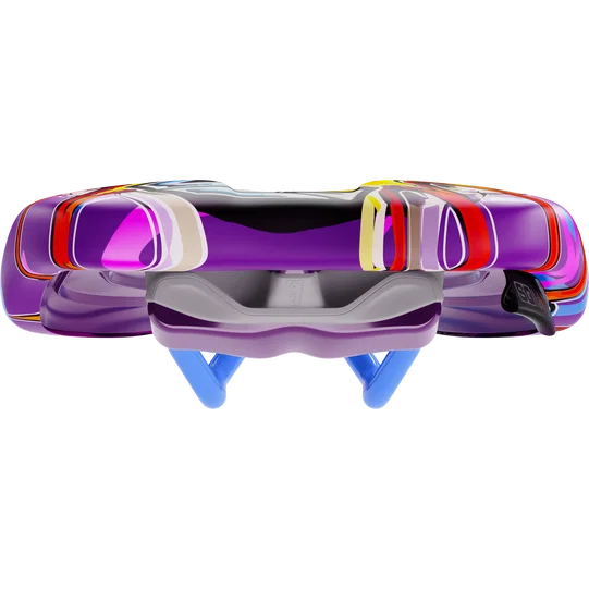 SQlab 6OX ERGOWAVE active 2.1 ltd. Metzger MTB saddle in purple with multicolor graphic design