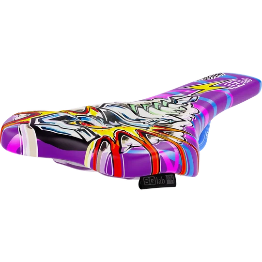 SQlab 6OX ERGOWAVE active 2.1 MTB saddle limited edition Metzger in purple with multicolor graffiti print