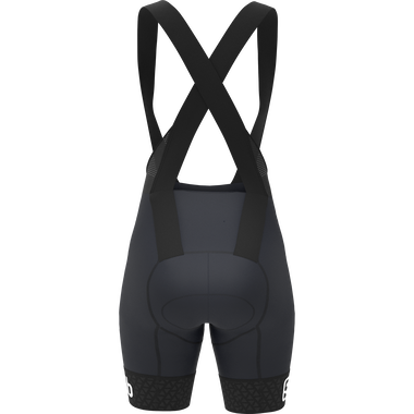 SQlab ONE12 women bib shorts in black for road cycling, back view with cross-back bib straps