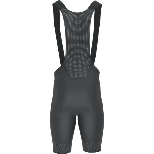 SQlab ONE12 R bib shorts in charcoal black for road cycling, rear view with mesh bib panel