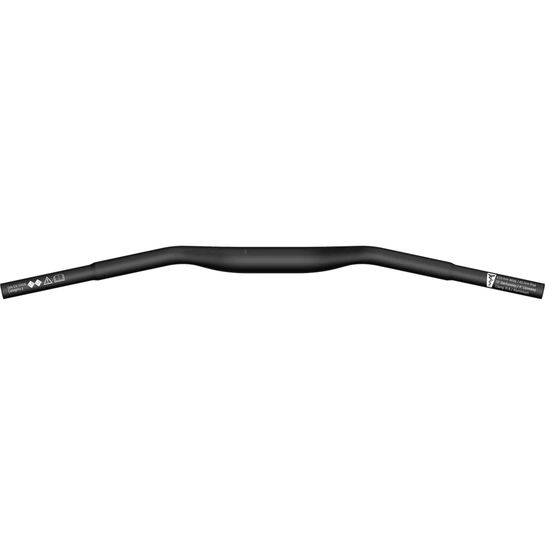 SQlab 3½ kids bike handlebar in black, aluminium riser bar with backsweep, top view