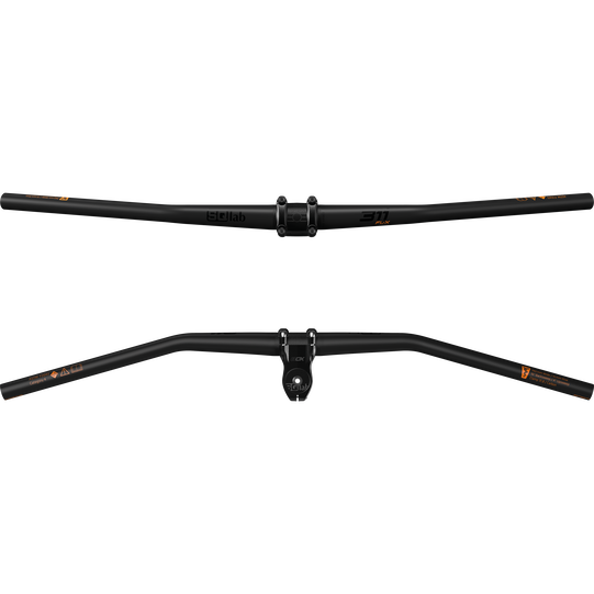 SQlab 311 FL-X carbon MTB handlebar 31.8mm in matte black, front and profile view