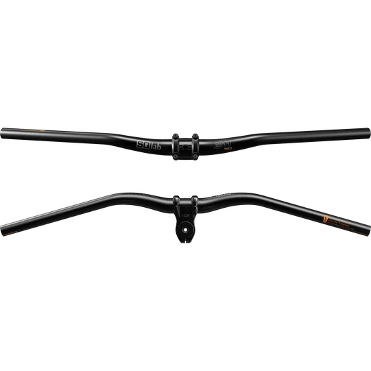SQlab 311 Alu mountain bike handlebar 31.8mm med rise in matte black, front and underside views