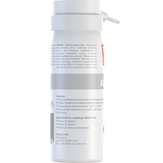 SQlab Active Spray care spray 50 ml in light grey and white, back view