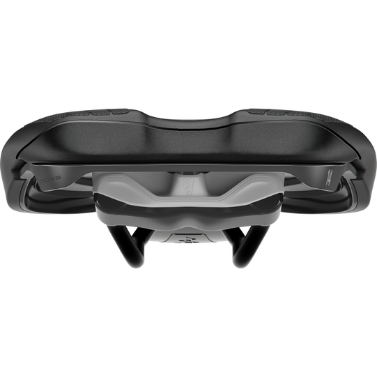 Selle VTT SQlab 6OL active en noir, vue arrière avec profil ERGOWAVE et technologie active