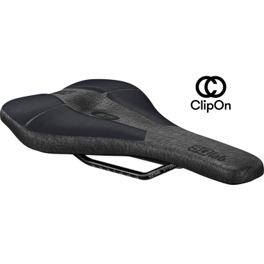 SQlab 611 ClipOn Infinergy ERGOWAVE active MTB saddle in black, three-quarter view
