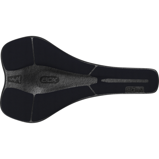 SQlab 6OX Infinergy ERGOWAVE active MTB saddle in black, top view