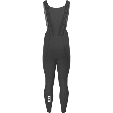 SQlab ONE12 Bib Tights Herren in schwarz – Rückansicht mit Sitzpolster und Träger